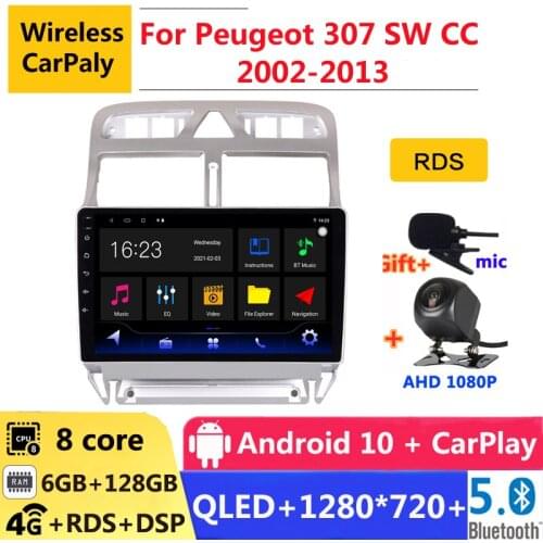 6G RAM 2 din android 10 car radio auto stereo for Peugeot 307 sw cc 2002 2004 2005 07 2013 navigation GPS DVD Multimedia Player
