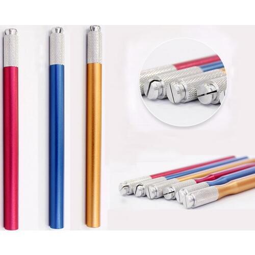 Free Shipping 3pcs/lot Eyebrow Manual Tattoo Pen Straight Line Head Handmade tattoo Pen For Permanent Makeup Eyebrow Embroidery