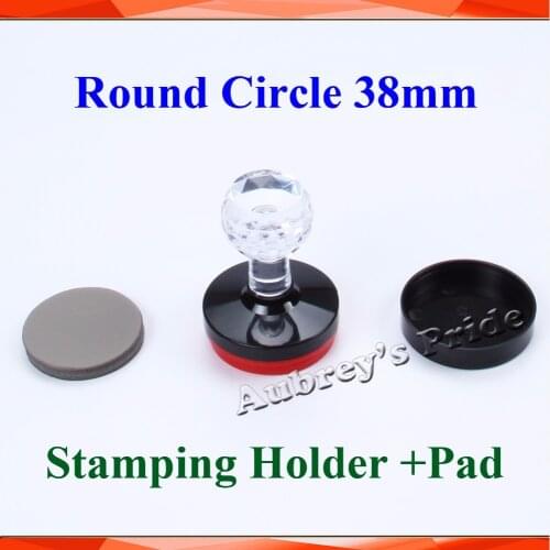 5Pcs 38mm Round Circle Diameter Flash Blank Stamp Shell Holder +7mm Rubber Pad Photosensitive Selfinking Stamping Making Seal