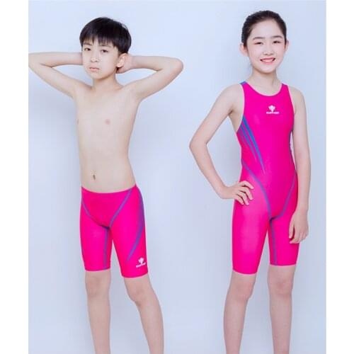 Competition training of male students in swimsuit uniform