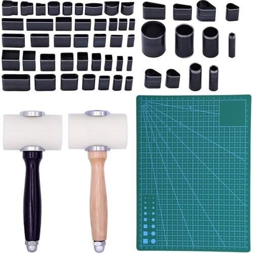 MIUSIE Leather Hole Punch Shaped Style Hole Hollow Punch Set for Leather Belt and Phone Holster with A4 Cutting Mat Hammer