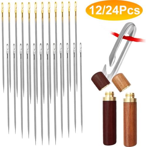 12/24 Pcs Blind Needle Elderly Needle-side Hole Hand Household Sewing Stainless Steel Sewing Needless Threading Apparel Sewing