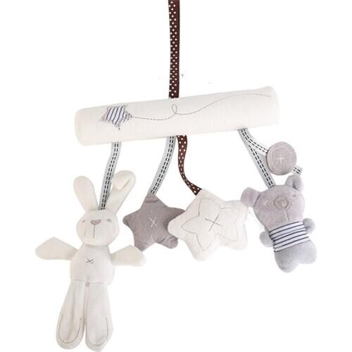 Stroller Toys Rabbit Baby Hanging Bed Safety Seat Plush Toy Multifunctional Hand Rattle Plush Toy Stroller Mobile Gifts