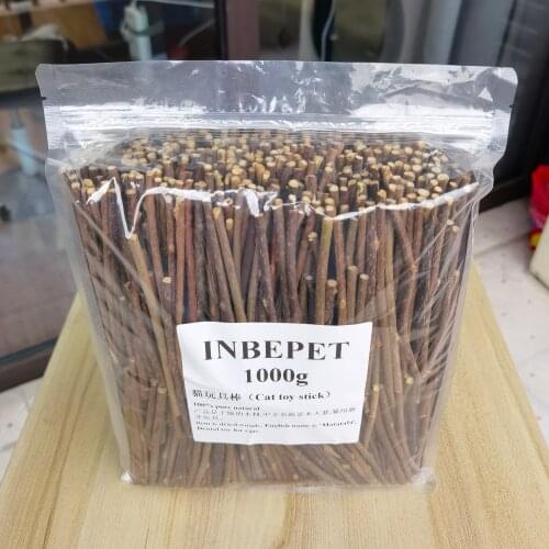 INBEPET 750g / 1000g Cat Toy Stick, Cat Toys Catnip Matatabi Actinidia Silvervine Wood for Cats Snacks Cleaning Teeth 120x3-6mm