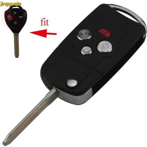 Jingyuqin 10pcs 4 Buttons Remote Modified Folding Key Shell for TOYOTA RAV4 Camry Avalon Corolla Matrix Car Key Shell Remote