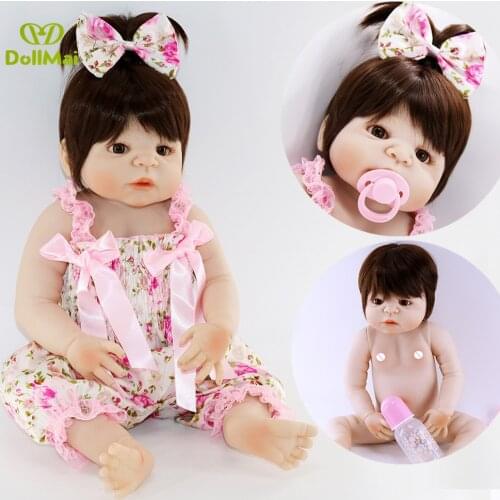 Bebe reborn bonecas 23"57cm Full silicone reborn baby girl doll toys gift can bathe