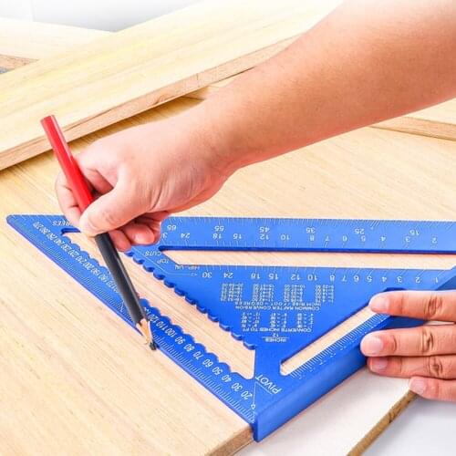 7/12 inch Angle Ruler Ruler Rafter Square Metric Triangular Measuring Ruler Woodworking Speed Triangle Angle Protractor Dropship