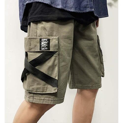 Outdoor 2019 Summer Elastic Waist trekking Multi Pocket patchwork Ribbon loose travel tactical cargo trekking shorts men