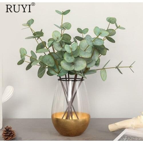45 cm/Piece Cheap Artificial Eucalyptus Bouquet Christmas Wedding Party Home Decoration Fake Plant Leaves DIY Silk Flower Gift