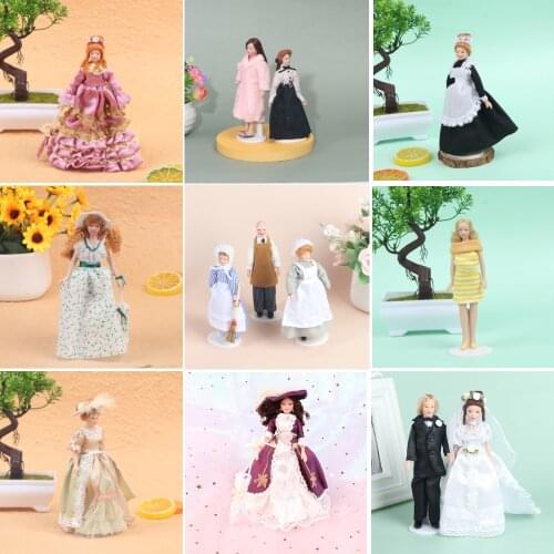 New 18Styles Victorian Dolls 1:12 Miniature Lady Mini Victorian Dolls DIY Dollhouse Decoration Accessories