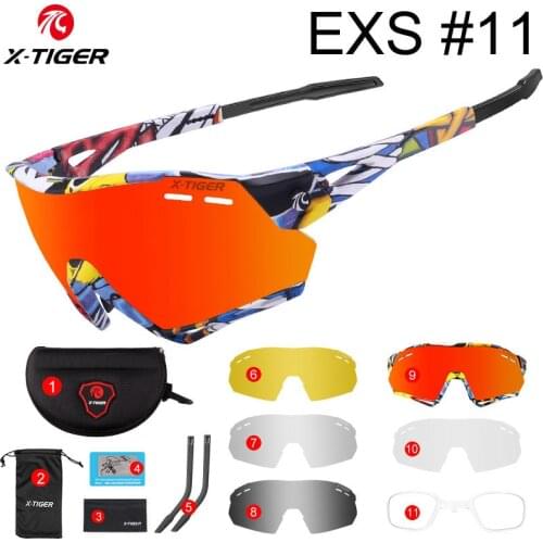 X-tiger Sports Glasses for Riding 5 Lens Set Night Vision Yellow Lens Mens and Womens Glasses Cross-Border