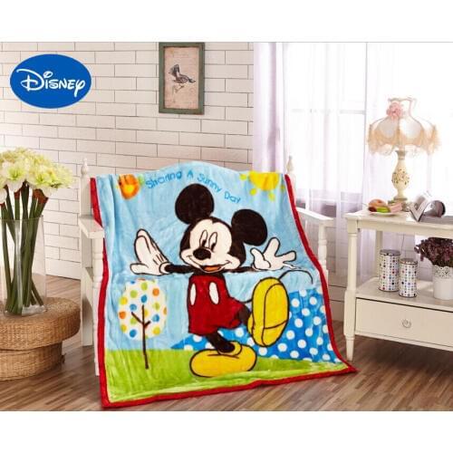 Disney Cartoon Character Mickey Mouse Print Blanket 110*140CM Size for Childrens Kids Boys Bedroom Decor Polyester Blue Color