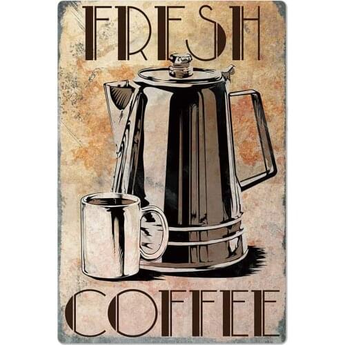 Original Vintage Design Coffee Tin Metal Wall Art Sign, Tinplate Wall Decoration for Coffee Corner / Kitchen / Cafe