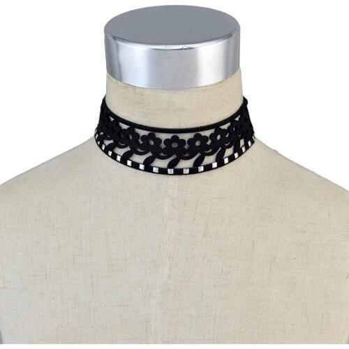 Idealway Cute Jewelry Fashion Black Red Leather Choker Necklace Flower Short Clavicle Necklaces Women Girls Birthday Gift