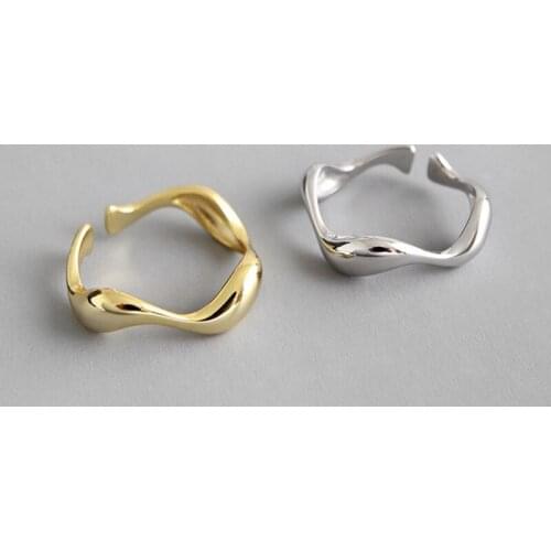 Simple Smooth Irregular Wave Shape Metal Ring Charming Gold Silver Color Open Ring For Women Elegant Party Jewelry Gift