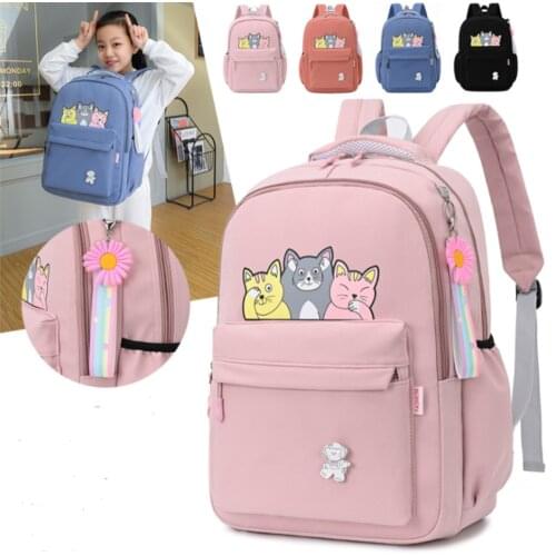 Student School Kids Large Backpack Pink Cartoon Print Schoolbags Waterproof Shoulder Bag Girls Child Mochila Pink Bookbag Cute