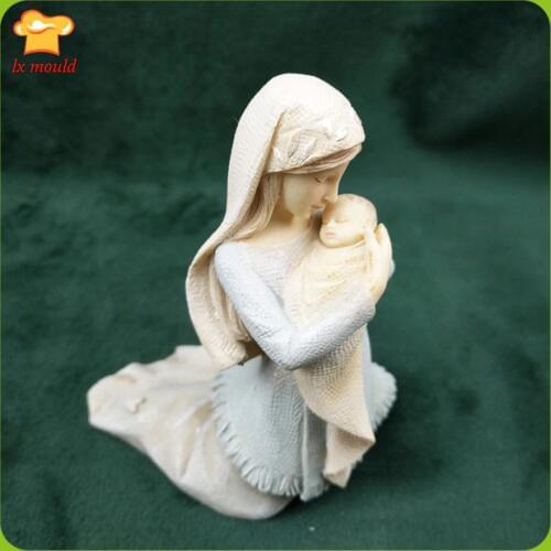 LXYY MOULD New born baby and mother silicone mold plaster resin soap candle mold