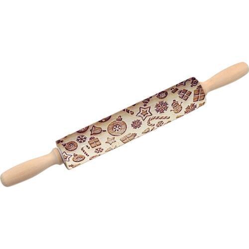 Christmas Gift Pattern Embossing Rolling Pin For DIY Kitchen Gingerbread Cookies LBShipping