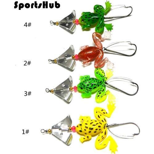 SPORTSHUB 1PC 8CM 6.2G Soft Frog Baits With Paillette Fishing Lure Fishing Baits With Hooks Fake Artificial Baits NR0066