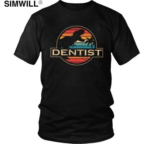 Vintage Men T Shirt Dentist Dinosaur T-Shirt Fashion Short Sleeve Casual Cotton Dentistry Tshirt Dental Hygienist Tee Tops Gift