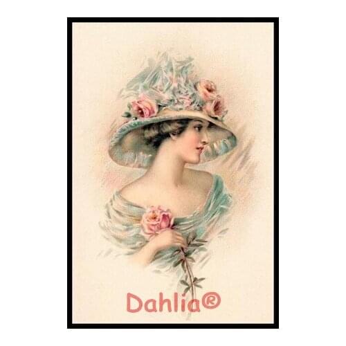 Vintage Rose Girl Elegant Needlework Embroidery DIY Cross Stitch Kits Crafts 14CT Counted Unprinted Home Decor Arts Handmade