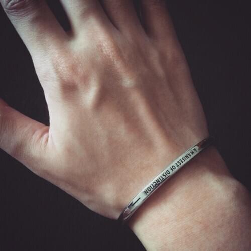 Vintage Gold Stainless Steel Letter Cuff Bangles Bracelets For Men Women Pulseras Hombre Couple Jewelry pulseiras masculina