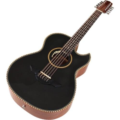 Sunburst color Full size design Acoustic guitar 41 Inch Spruce wood top High gloss finish 12 string Folk guitar