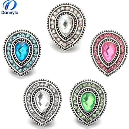 Crystal Waterdrop Wholesale Snap Button Jewelry With Rhinestones For Women LSSN584