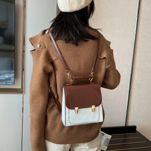 New Quality PU Leather Womens Designer Vintage Satchels Handbag Travel Backpack Multifunctional Messenger Bag