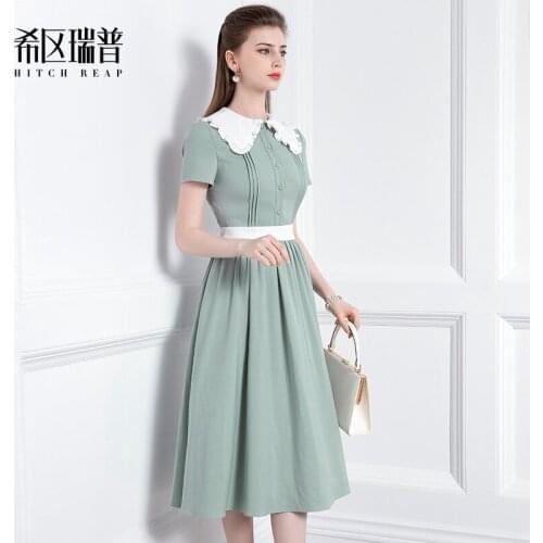 High End Celebrity French Retro Dress 2021 Summer New Temperament Baby Neck Lady Umbrella Skirt