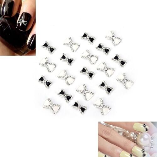 10pcs 3D Alloy Nail Art Decoration Bow Knot Glitter Rhinestones Manicure Jewelry