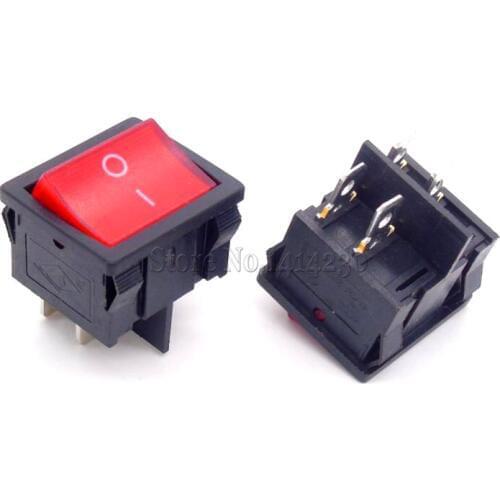 10Pcs KCD5 21x24mm 21*24mm Ship Type Switch Red 4 Pin 2 Position 6A/12A 250VAC ON-OFF Rocker Switch With a red light