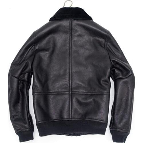 2021 Black Casual Style Genuine Shearling Coat Plus Size 4XL Real Natural Thick Sheepskin Russian Winter Warm Aviation Coat