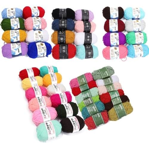 8-12rolls/Set 120-400g Soft Milk Cotton Blended Knitting Crochet Yarn for Winter DIY Hand Knitting Eco-friendly Sweater Scarf