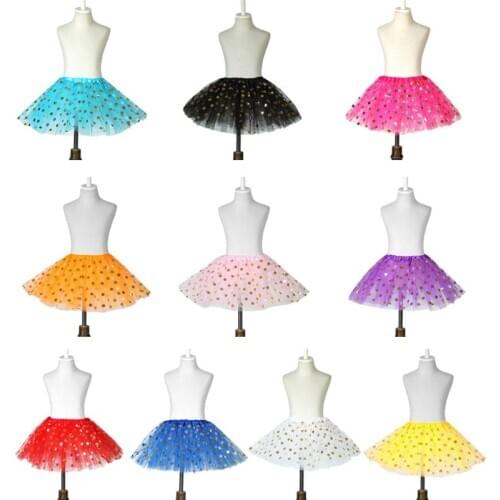 10 Colors Baby GirlsLayered Ballet Tutu Skirt Glitter Polka Dot Gold Sequins Mesh Tulle Dress Up Party Costume Dance Wear