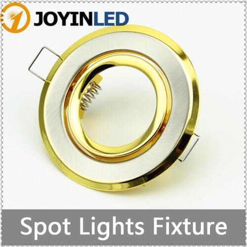Free shipping 10pcs Round with back rings fitting kit Golden Iron case gu10/mr16 spotlight led Fixture/holders