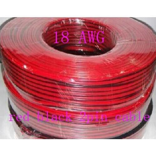 Free shipping+30M/lot, Tinned copper 18AWG,red black 2pin cable, red black 2pin 18 AWG wire +give 3M 5mm black shrink tube