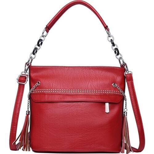 Branded leather Womens Shoulder Bags 2021 Thick Metal Chain Shoulder bag Purses tassel Handbag Women Clutch Bags Ladies Bag