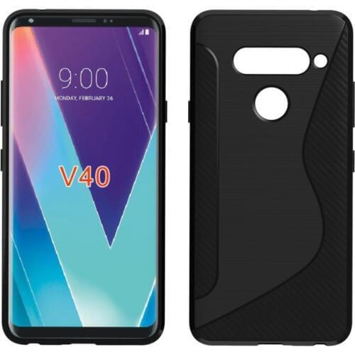 Black shockproof Anti-skid S Line TPU Gel Skin Case Cover For LG V40