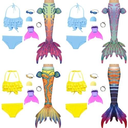 Mermaid Swimsuit Fin for Kids Mermaid Swimming Tails for Girls Child Mermaid Tail Summer Beach Wear Swimsuits Mermaid Costume