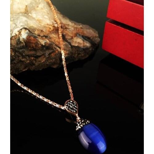 Dr Stone Natural Stone Women 'S Rose Gold Plated Cat 'S Eye Stone Necklace KR 372868035