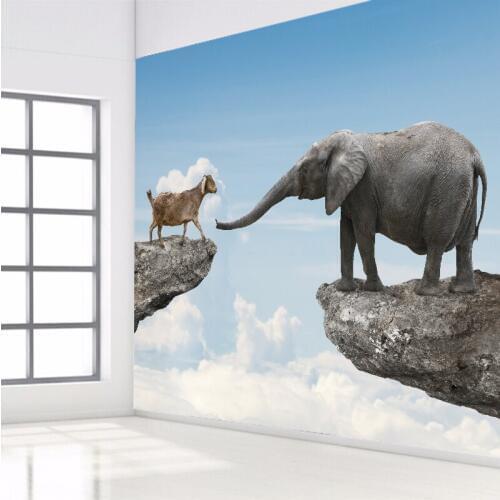 Custom Elephant Photo Canvas Modern Animal Painting Wallpaper Wall Sticker Living Room Bedroom TV Background Mural Home Decor
