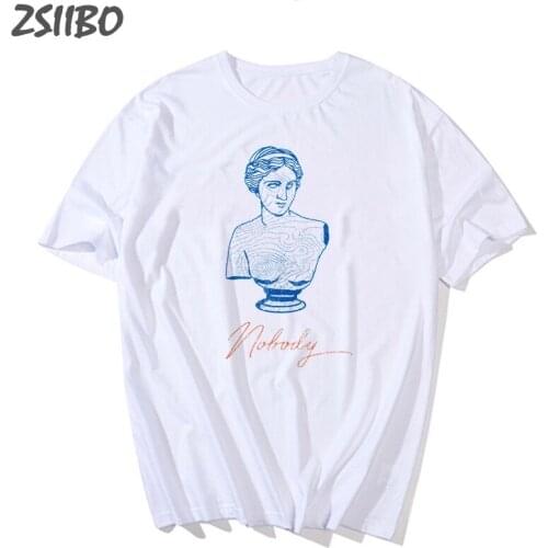 Harajuku Michelangelo David Statue Tattoo Print T Shirts men Streetwear Casual Loose Short Sleeve Tops Tees Male Street Tshirts