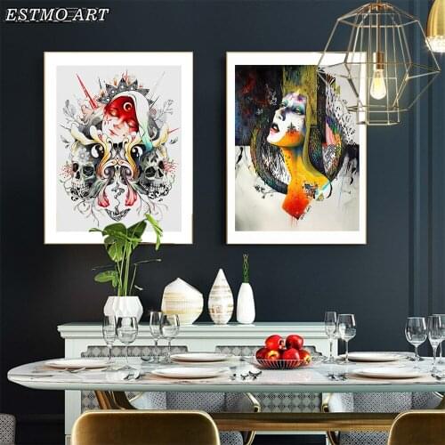 Canvas Painting Set Abstract Posters Print Golden Woman Paintings Watercolor Portrait Art Living Room Decoration Wall Pictures