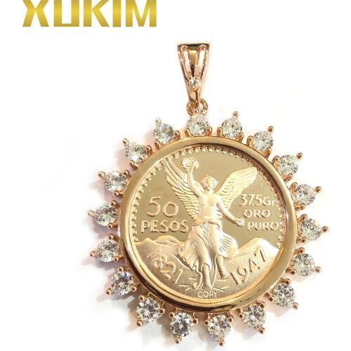 KCP01 Xukim Jewelry Mexican 50 Pesos Coin Bezel Pendant Custom Coin Pendant