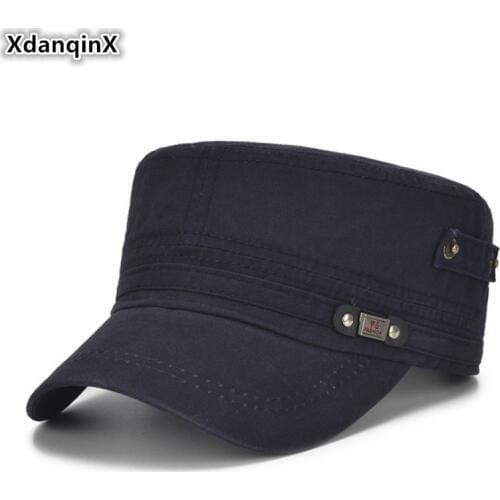 XdanqinX Adult Mens Caps Adjustable Size Flat Cap Cotton Army Military Hats Western Style Male Bone Snapback Visor Hat NEW
