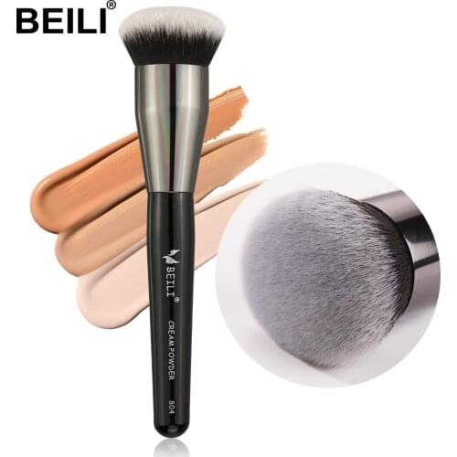 BEILI Black Foundation Make up Brush Big Definer Powder Blush Soft Synthetic Hair Makeup Brushes Highlighter Fan Contour Tools