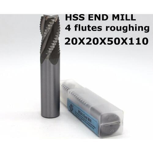 Diameter 20mm overlength:110mm 4 flutes roughing HSS end mill for CNC milling machine tool mills cutter