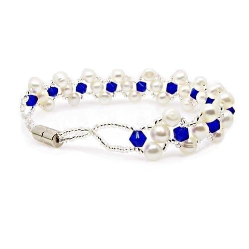 MIX COLOR Charmful Freshwater Pearl Bracelet+Crystal Fashion Accessory Jewelry with MAGNETIC CLASP, 30pcs/lot+Free Shipping