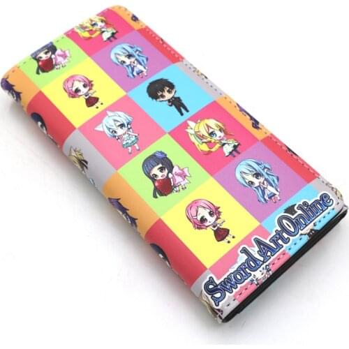 Colorful Anime Sword Art Online Asada Shino Long Style PU Wallet New Card Holder Purse Men Women Leather Money Bag for Gift